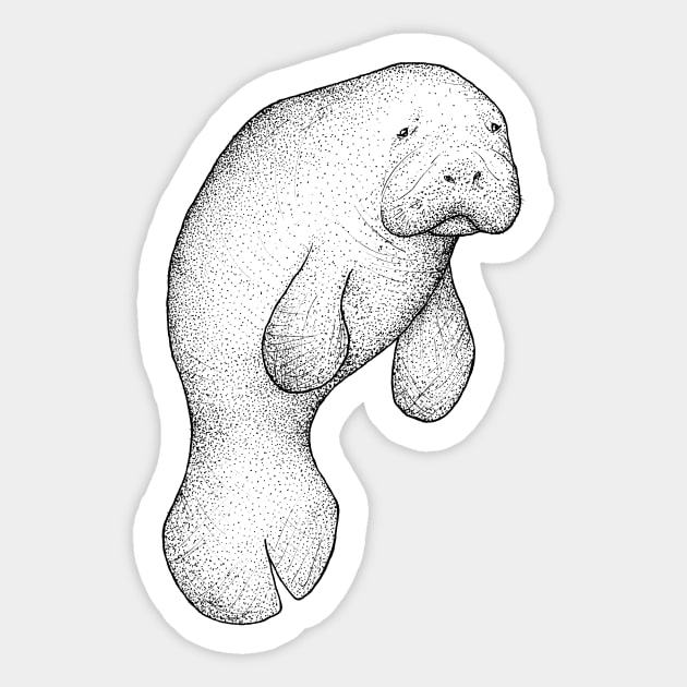 Manatee - marine animals, sea creatures, cute Sticker by Inspirational Koi Fish